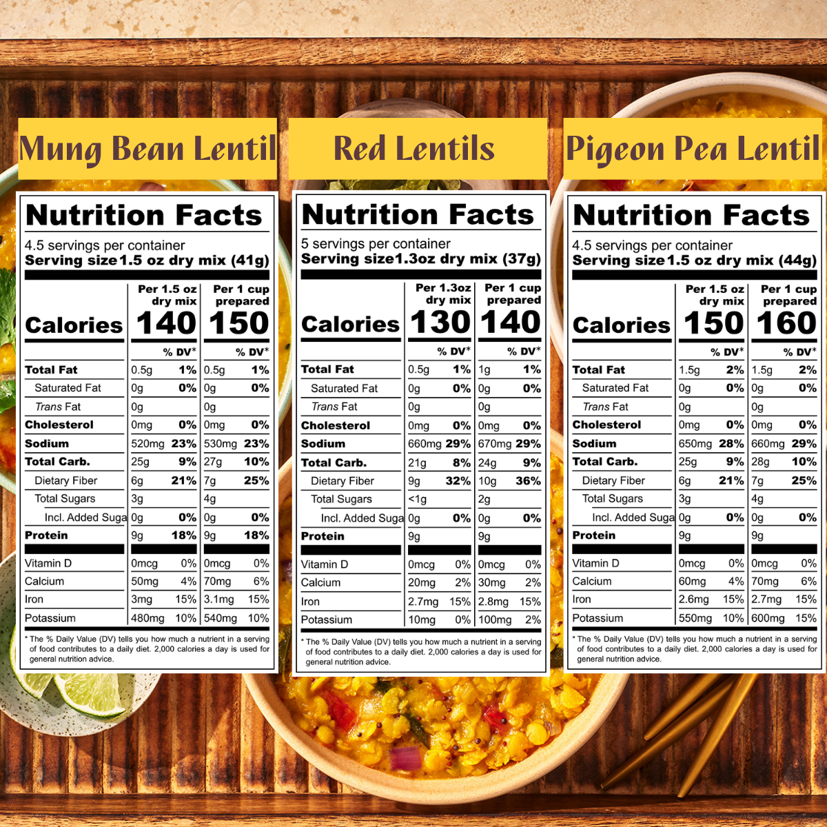 Nutrition facts for Mouma's Variety Pack